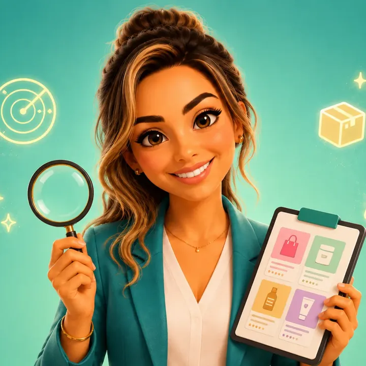 A Yara, mascote do Método TTS, analisando produtos